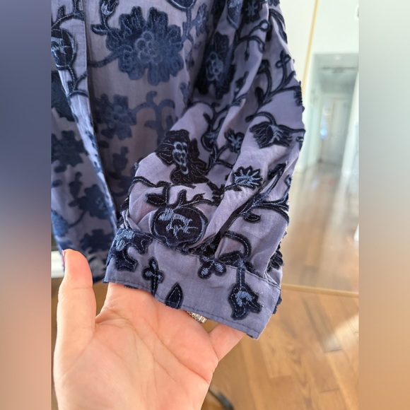Pilcro Blue Floral Embroidered Blouse - Picture 3 of 7